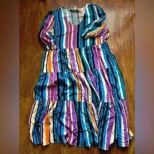 Loralette Multi-colored Women’s Size 18 Plus-Size Curvy Stripped Dress summer